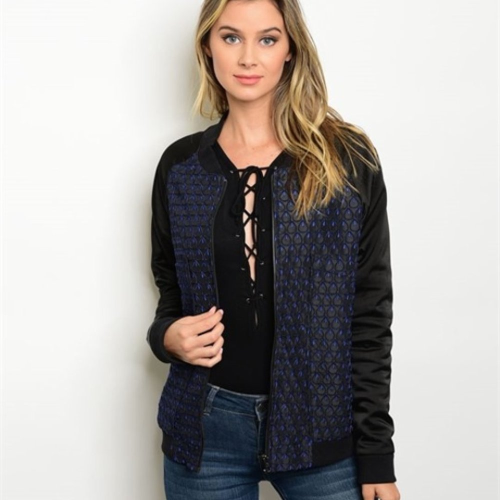Royal and Black Bomber Jacket Various Junior Sizes